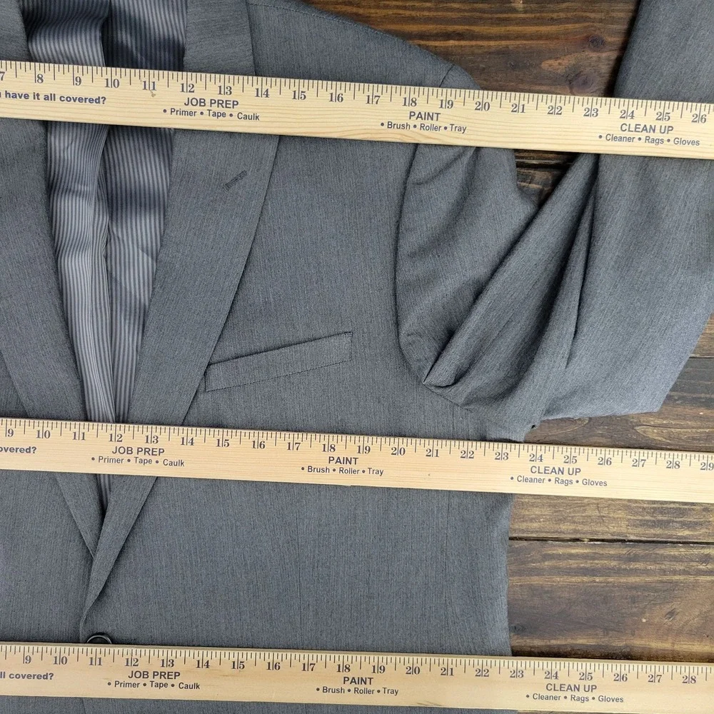 Joseph Abboud Men's Sport Coat Blazer Two Button Gray Herringbone Poly Blend 44L